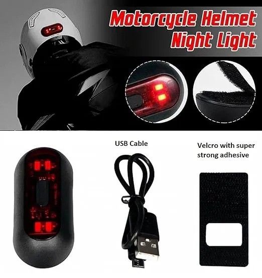 Helmet LED Flash Light with Rechargeable Battery for Motorcycle Bike Helmet, 3 Flashing Mode and Waterproof Helmet Flash Light